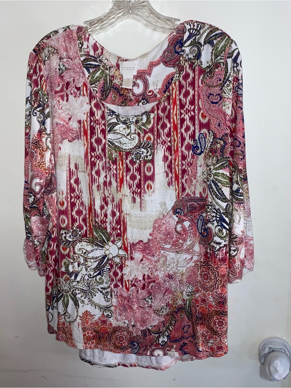 Chico's Pink Paisley & Floral Scoop Neck Tunic